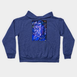 Blue Graffiti Tag Stickers NYC Kids Hoodie